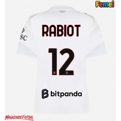 AC Milan Adrien Rabiot #12 Tricou Fotbal Replică 2026-27 Femei Deplasare AC Milan Adrien Rabiot #12 Tricou Fotbal Replică 2026-27 Femei Deplasare